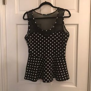 Black and white pinup polka dot top. XL